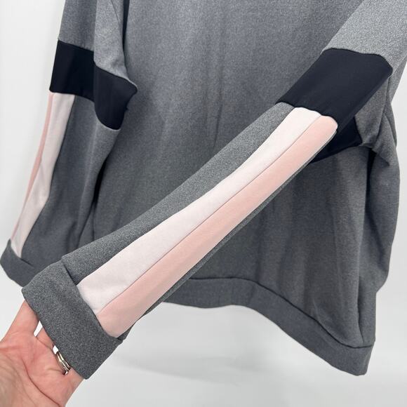 Nike Sweatshirt Womens Large Gray Pink Colorblock Center Swoosh Therma Pullover - Picture 5 of 9